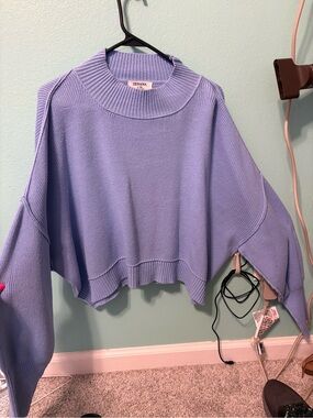 Zenana Outfitters light blue Cropped Crewneck Sweater